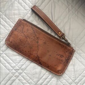 Patricia Nash Brown Map Print Wristlet